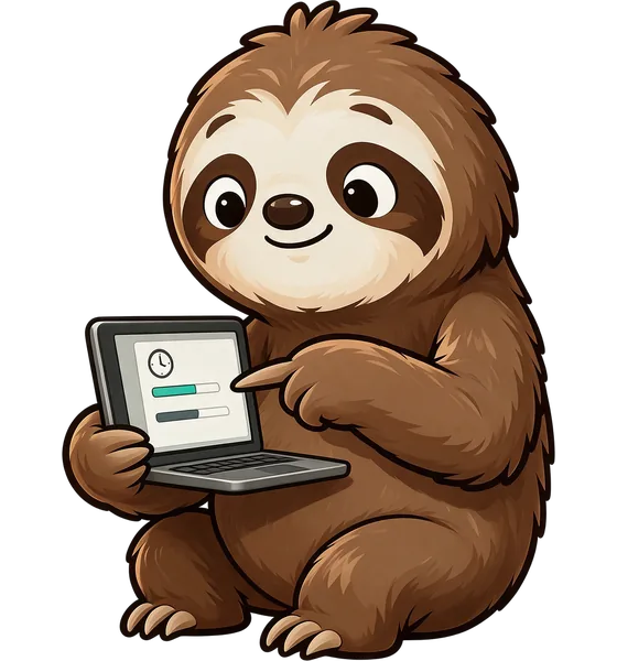 Quotchi pointing at usage bars on a little laptop