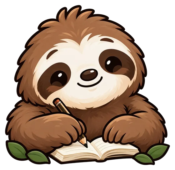 Quotchi reading a little notebook